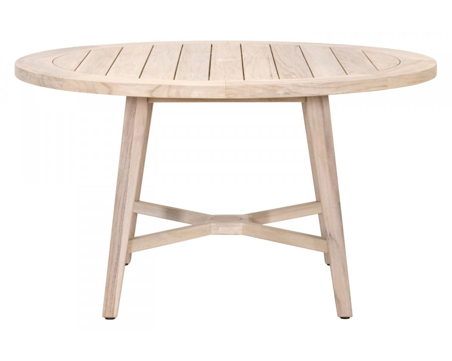 Essentials - Woven Carmel Outdoor 54" Round Dining Table in Gray Teak