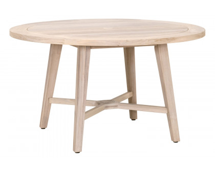 Essentials - Woven Carmel Outdoor 54" Round Dining Table in Gray Teak