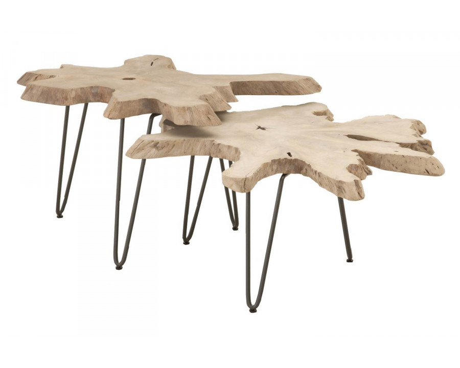 Essentials - Woven Drift Nesting Coffee Table in Gray Teak