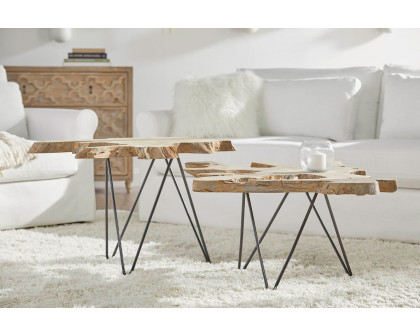 Essentials - Woven Drift Nesting Coffee Table in Gray Teak