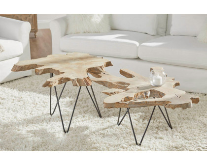 Essentials - Woven Drift Nesting Coffee Table in Gray Teak