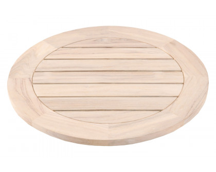 Essentials - Woven Boca Outdoor Lazy Susan in Gray Teak