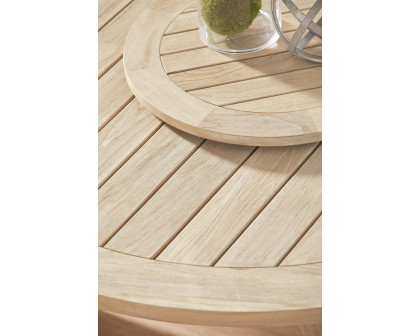 Essentials - Woven Boca Outdoor Lazy Susan in Gray Teak