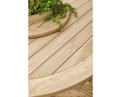 Essentials - Woven Boca Outdoor Lazy Susan in Gray Teak