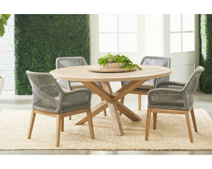 Essentials - Woven Boca Outdoor Lazy Susan in Gray Teak