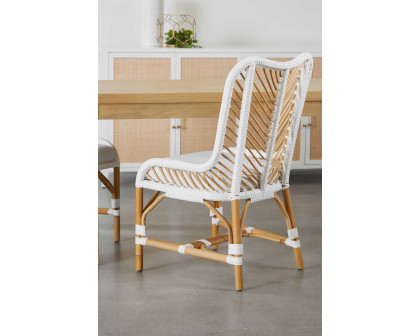 Essentials Woven Laguna Dining Chair, Set of 2 - White Synthetic Peel White Speckle