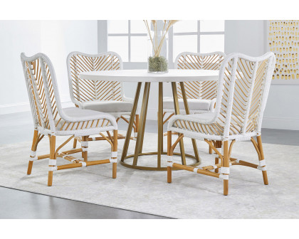 Essentials Woven Laguna Dining Chair, Set of 2 - White Synthetic Peel White Speckle