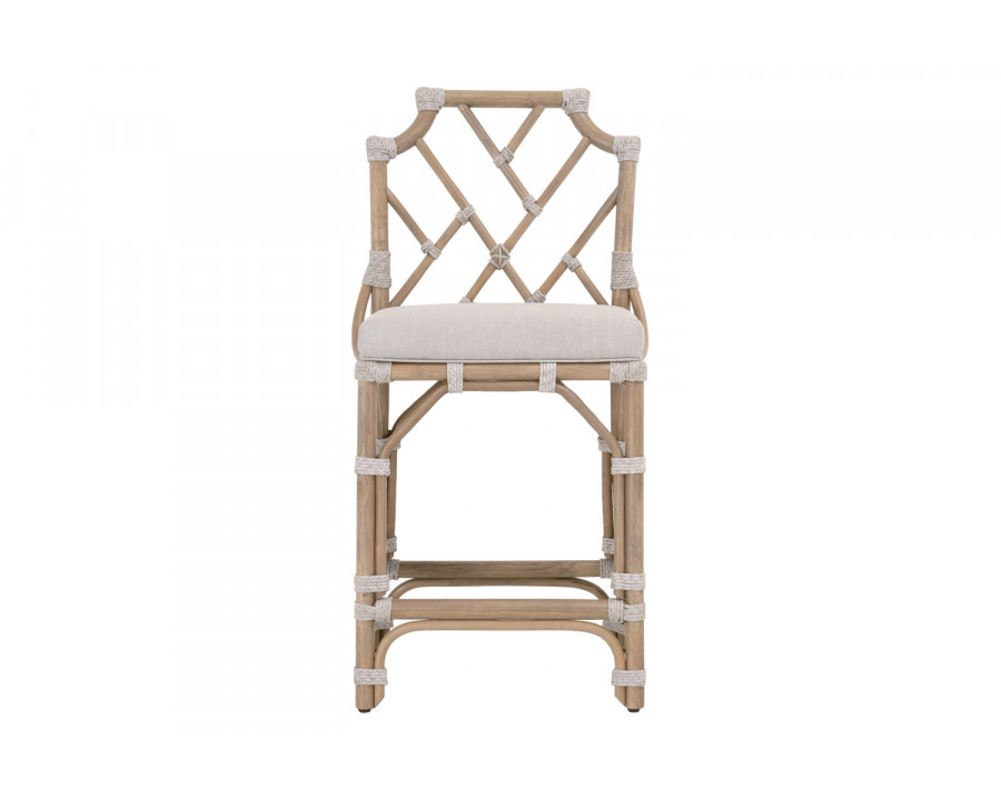 Essentials - Woven Bayview Counter Stool in Old Gray Rattan Pumice White Taupe