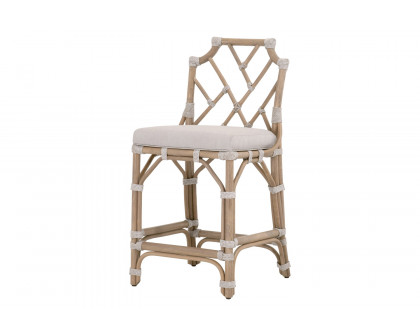 Essentials - Woven Bayview Counter Stool in Old Gray Rattan Pumice White Taupe