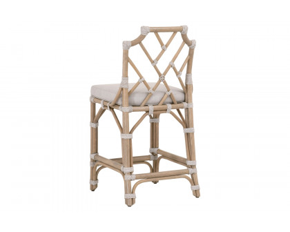 Essentials - Woven Bayview Counter Stool in Old Gray Rattan Pumice White Taupe