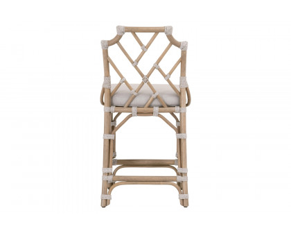 Essentials - Woven Bayview Counter Stool in Old Gray Rattan Pumice White Taupe