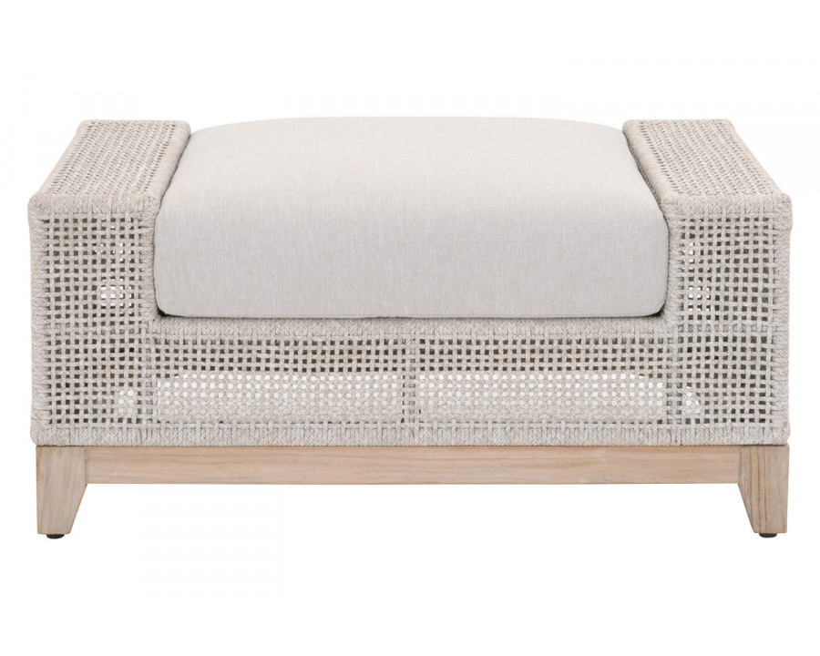 Essentials - Woven Tropez Outdoor Ottoman in Natural Gray