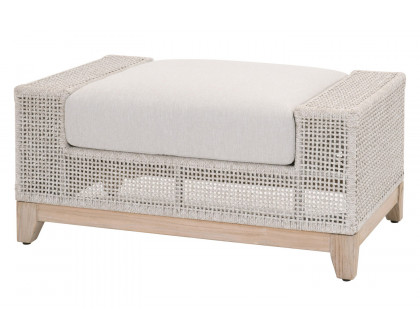 Essentials - Woven Tropez Outdoor Ottoman in Natural Gray