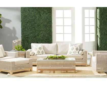 Essentials - Woven Tropez Outdoor Ottoman in Natural Gray