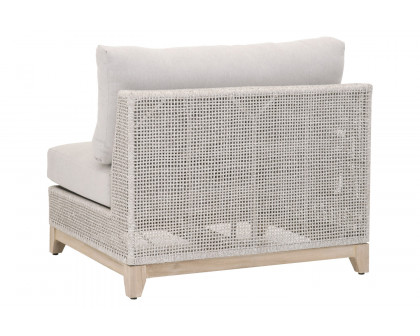 Essentials - Woven Tropez Outdoor Modular Armless Sofa Chair in Gray Teak/Taupe & White Flat, Performance Pumice