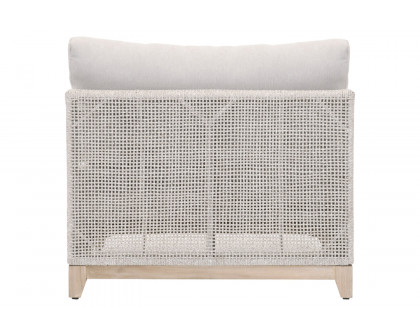 Essentials - Woven Tropez Outdoor Modular Armless Sofa Chair in Gray Teak/Taupe & White Flat, Performance Pumice