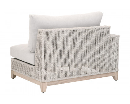 Essentials Woven Tropez Outdoor Modular Left Facing 1-Arm Sofa - Gray Teak/Taupe & White Flat, Performance Pumice