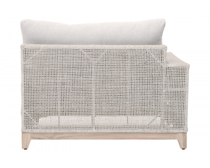 Essentials Woven Tropez Outdoor Modular Left Facing 1-Arm Sofa - Gray Teak/Taupe & White Flat, Performance Pumice