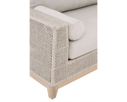 Essentials Woven Tropez Outdoor Modular Left Facing 1-Arm Sofa - Gray Teak/Taupe & White Flat, Performance Pumice