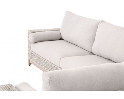 Essentials Woven Tropez Outdoor Modular Left Facing 1-Arm Sofa - Gray Teak/Taupe & White Flat, Performance Pumice