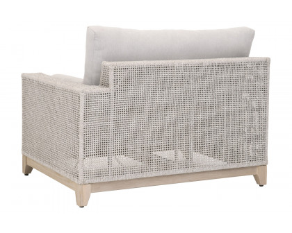 Essentials Woven Tropez Outdoor Modular Right Facing 1-Arm Sofa - Gray Teak/Taupe & White Flat, Performance Pumice