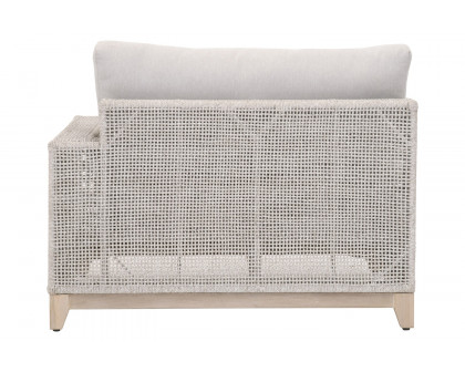 Essentials Woven Tropez Outdoor Modular Right Facing 1-Arm Sofa - Gray Teak/Taupe & White Flat, Performance Pumice