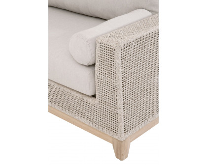 Essentials Woven Tropez Outdoor Modular Right Facing 1-Arm Sofa - Gray Teak/Taupe & White Flat, Performance Pumice