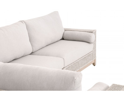 Essentials Woven Tropez Outdoor Modular Right Facing 1-Arm Sofa - Gray Teak/Taupe & White Flat, Performance Pumice