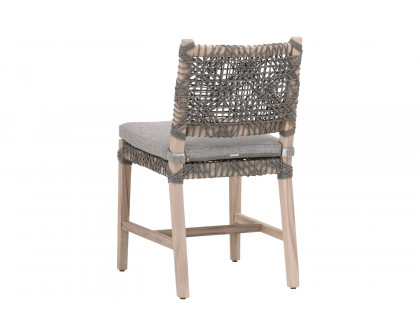 Essentials Woven Costa Outdoor Dining Chair, Set of 2 - Dove Flat Rope Gray Teak