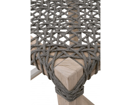 Essentials Woven Costa Outdoor Backless Counter Stool - Dove Flat Rope Gray Teak