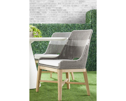 Essentials Woven Tapestry Outdoor Dining Chair, Set of 2 - Dove Flat Rope