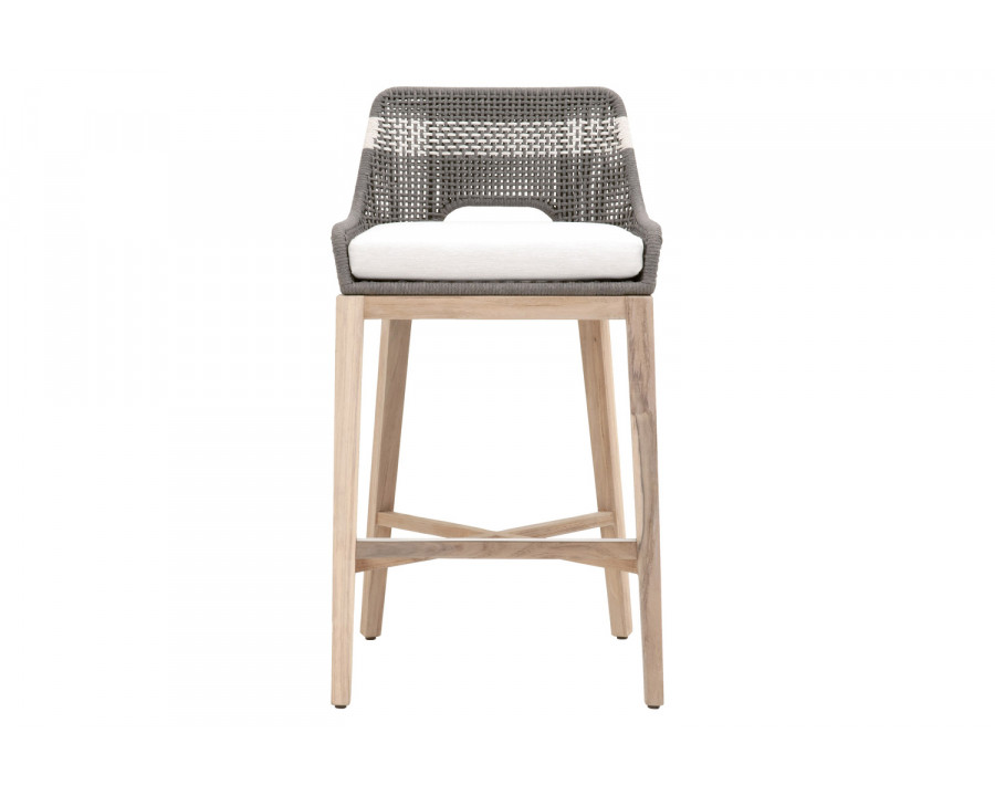 Essentials Woven Tapestry Outdoor Barstool - Dove Flat Rope