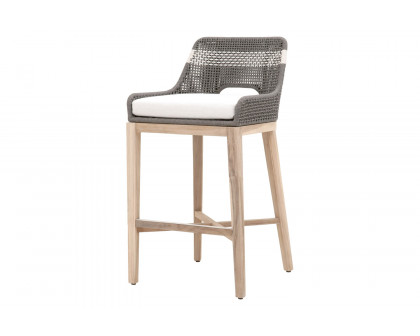 Essentials Woven Tapestry Outdoor Barstool - Dove Flat Rope