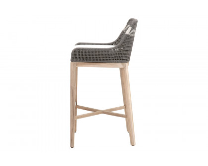 Essentials Woven Tapestry Outdoor Barstool - Dove Flat Rope