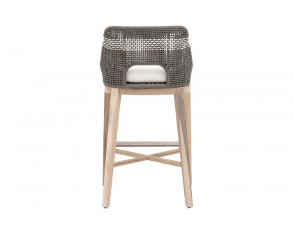 Essentials Woven Tapestry Outdoor Barstool - Dove Flat Rope