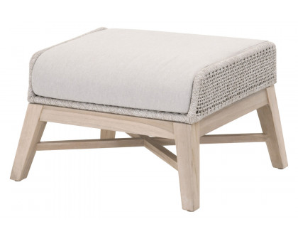 Essentials - Woven Tapestry Outdoor Footstool in Taupe