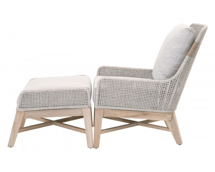 Essentials - Woven Tapestry Outdoor Footstool in Taupe