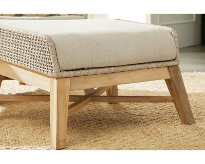 Essentials - Woven Tapestry Outdoor Footstool in Taupe