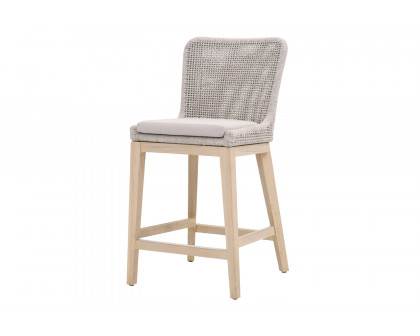 Essentials Woven Mesh Outdoor Counter Stool - Taupe White Gray Teak