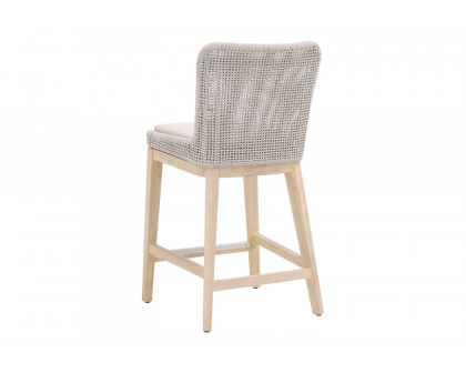 Essentials Woven Mesh Outdoor Counter Stool - Taupe White Gray Teak