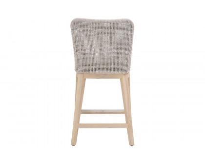 Essentials Woven Mesh Outdoor Counter Stool - Taupe White Gray Teak