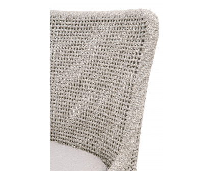 Essentials Woven Mesh Outdoor Counter Stool - Taupe White Gray Teak