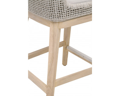 Essentials Woven Mesh Outdoor Counter Stool - Taupe White Gray Teak