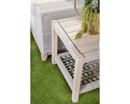 Essentials Woven Wrap Outdoor End Table - Taupe