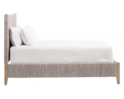 Essentials Woven Malay Queen Bed - White Wash Natural Gray