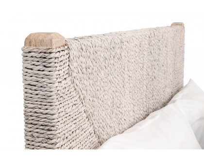 Essentials Woven Malay Queen Bed - White Wash Natural Gray