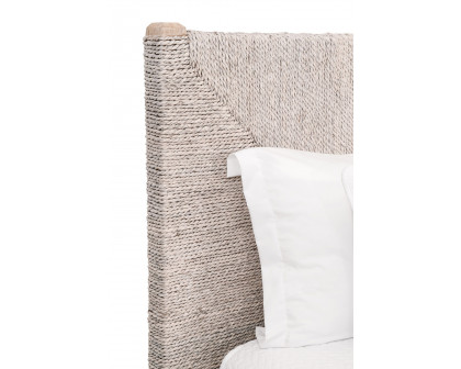 Essentials Woven Malay Queen Bed - White Wash Natural Gray