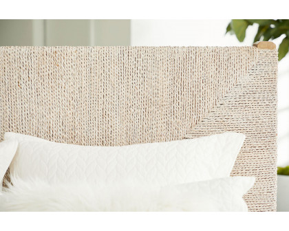 Essentials Woven Malay Queen Bed - White Wash Natural Gray