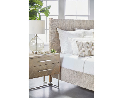 Essentials Woven Malay Queen Bed - White Wash Natural Gray