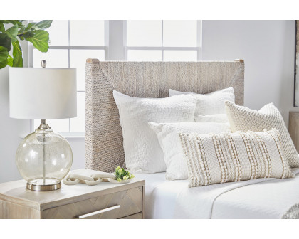 Essentials Woven Malay Queen Bed - White Wash Natural Gray